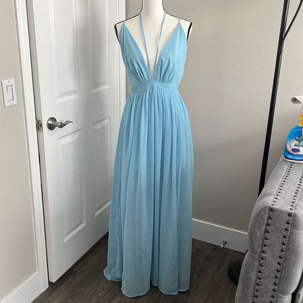 Blue Cross Strap Maxi Dress
